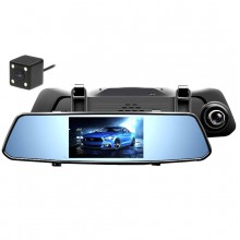 Видеорегистратор зеркало DVR X10, сенсорное на 2 камеры