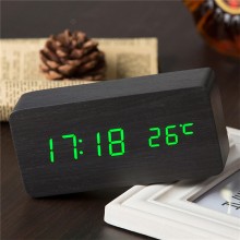 Электронные настольные часы  LED WOODEN CLOCK VST 865 с будильником, черные  (19110021)